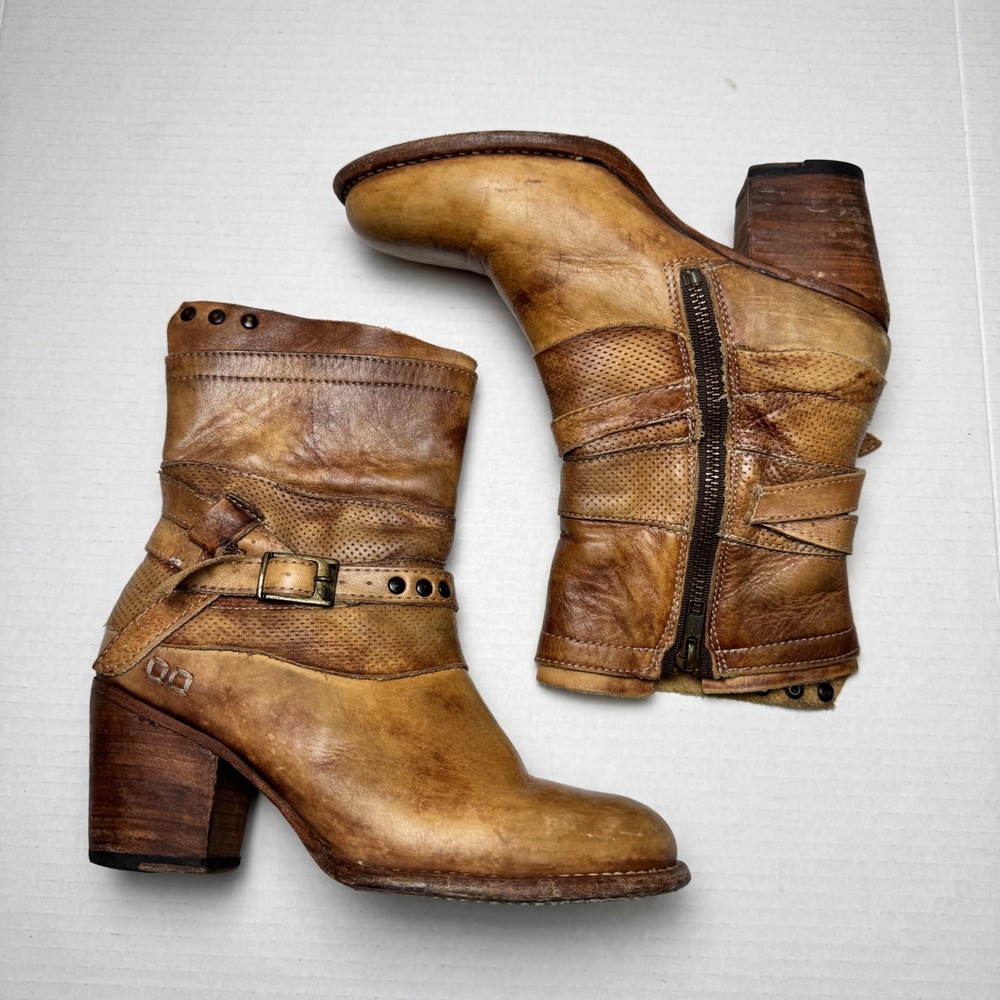 Bed Stu Cobbler Series Rowdy Boots Distressed Size 6 Brown Leather